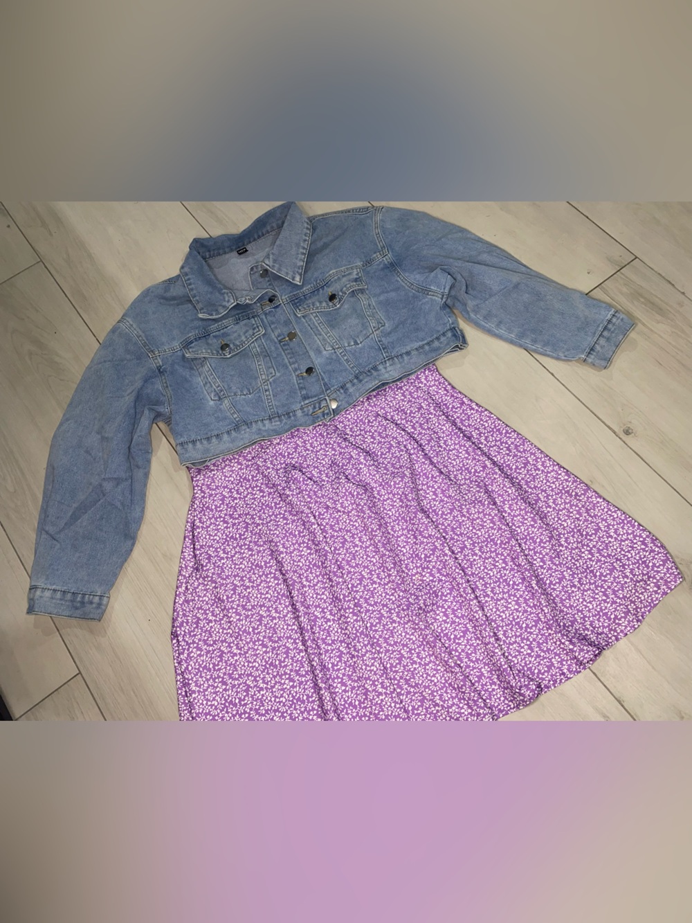 SHEIN Lavender Floral Mixed-Print Dress